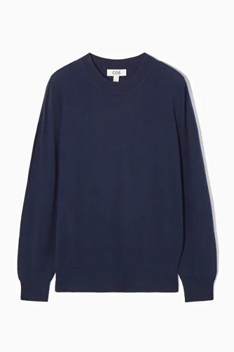 COS Merino Gyapjú Jumpers Női Sötétkék | GZS-467832