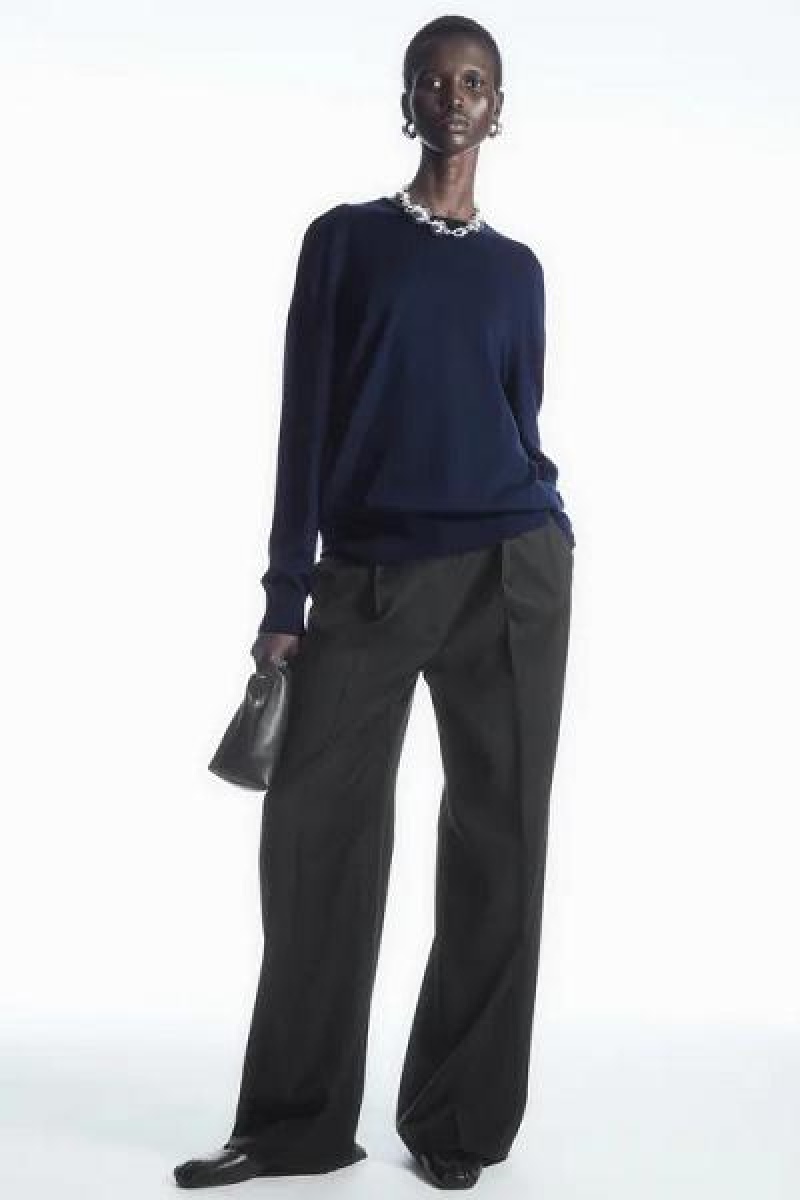COS Merino Gyapjú Jumpers Női Sötétkék | GZS-467832