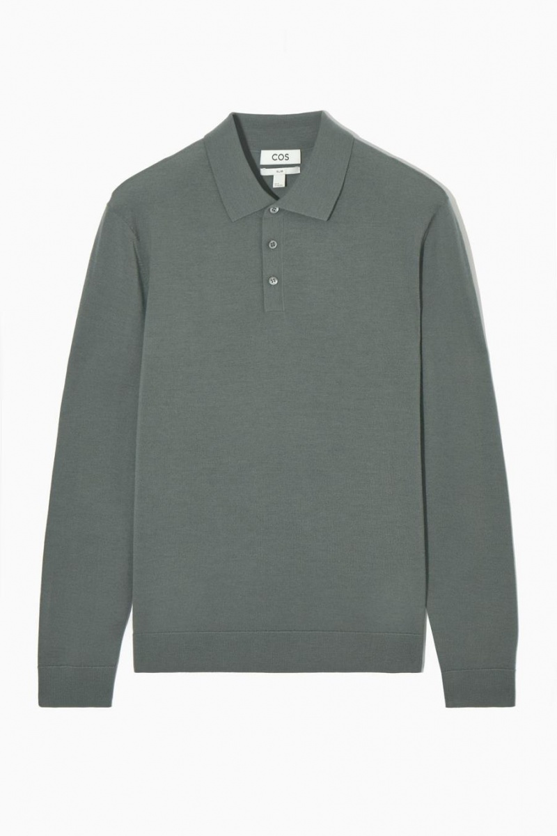 COS Merino Gyapjú Pólóing Férfi Zöld | GUL-371520