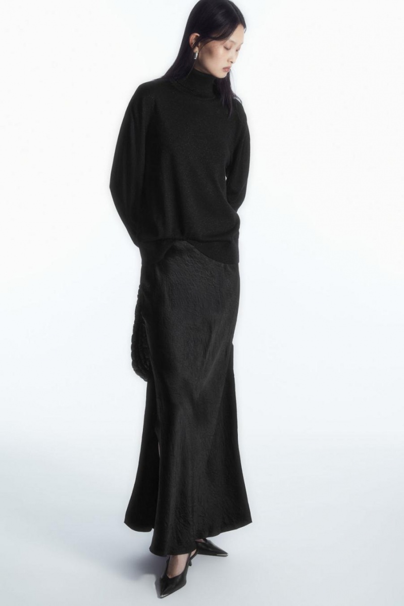 COS Merino Gyapjú Roll-neck Jumpers Női Fekete | KLQ-290567