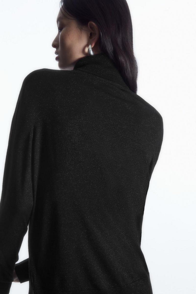 COS Merino Gyapjú Roll-neck Jumpers Női Fekete | KLQ-290567