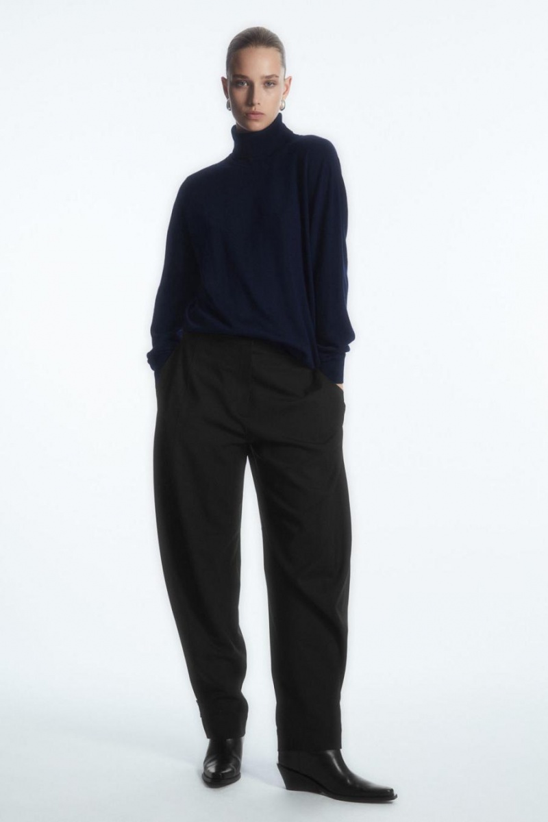 COS Merino Gyapjú Roll-neck Jumpers Női Sötétkék | MVE-286753