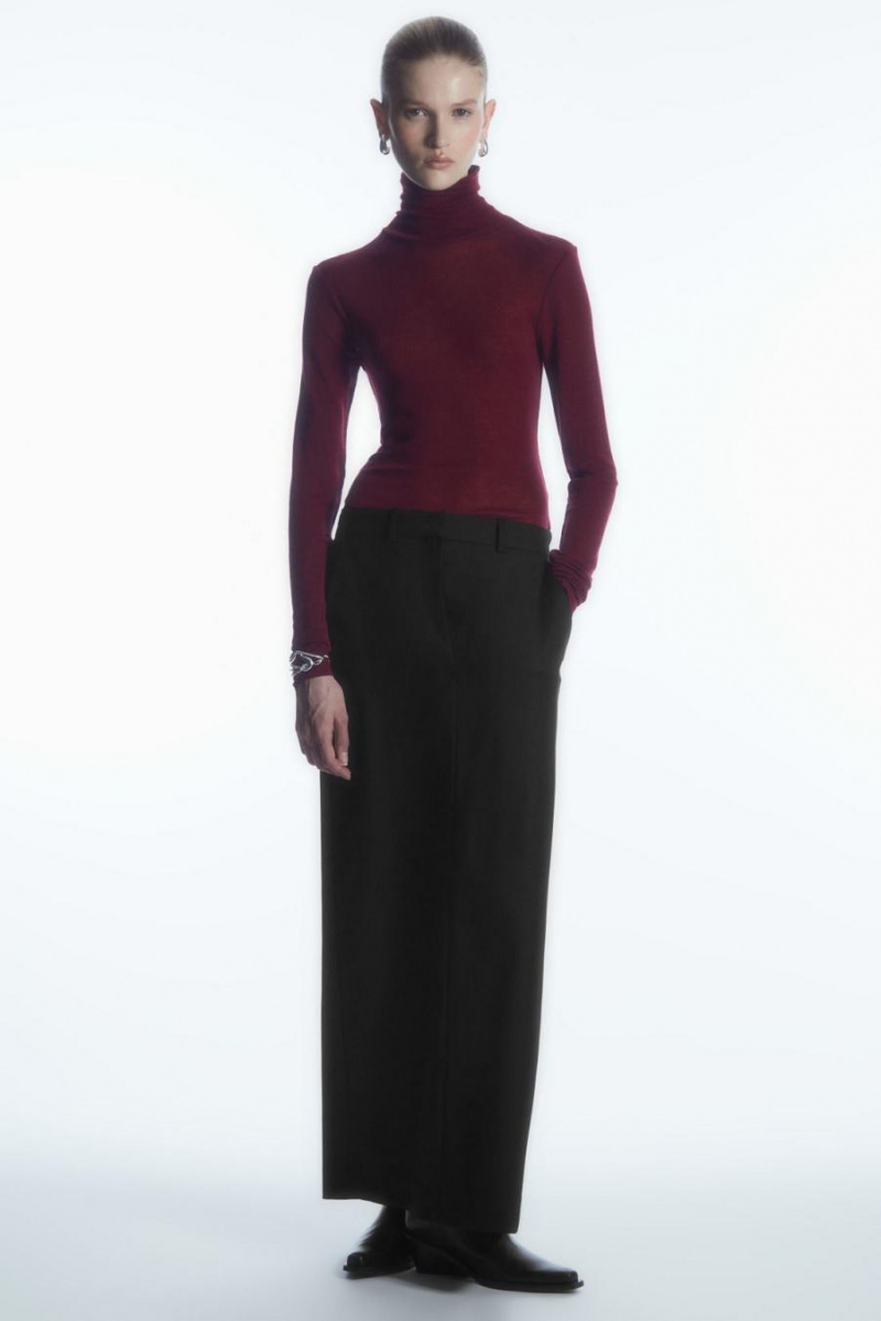 COS Merino Gyapjú Turtleneck Felső Női Bordó | ISK-502384