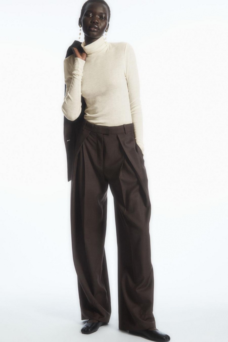 COS Merino Gyapjú Turtleneck Felső Női Fehér | QHA-762103