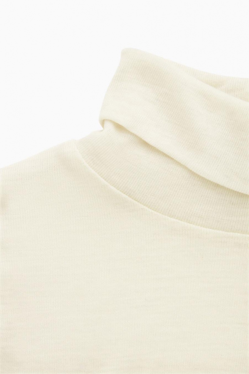 COS Merino Gyapjú Turtleneck Felső Női Fehér | QHA-762103