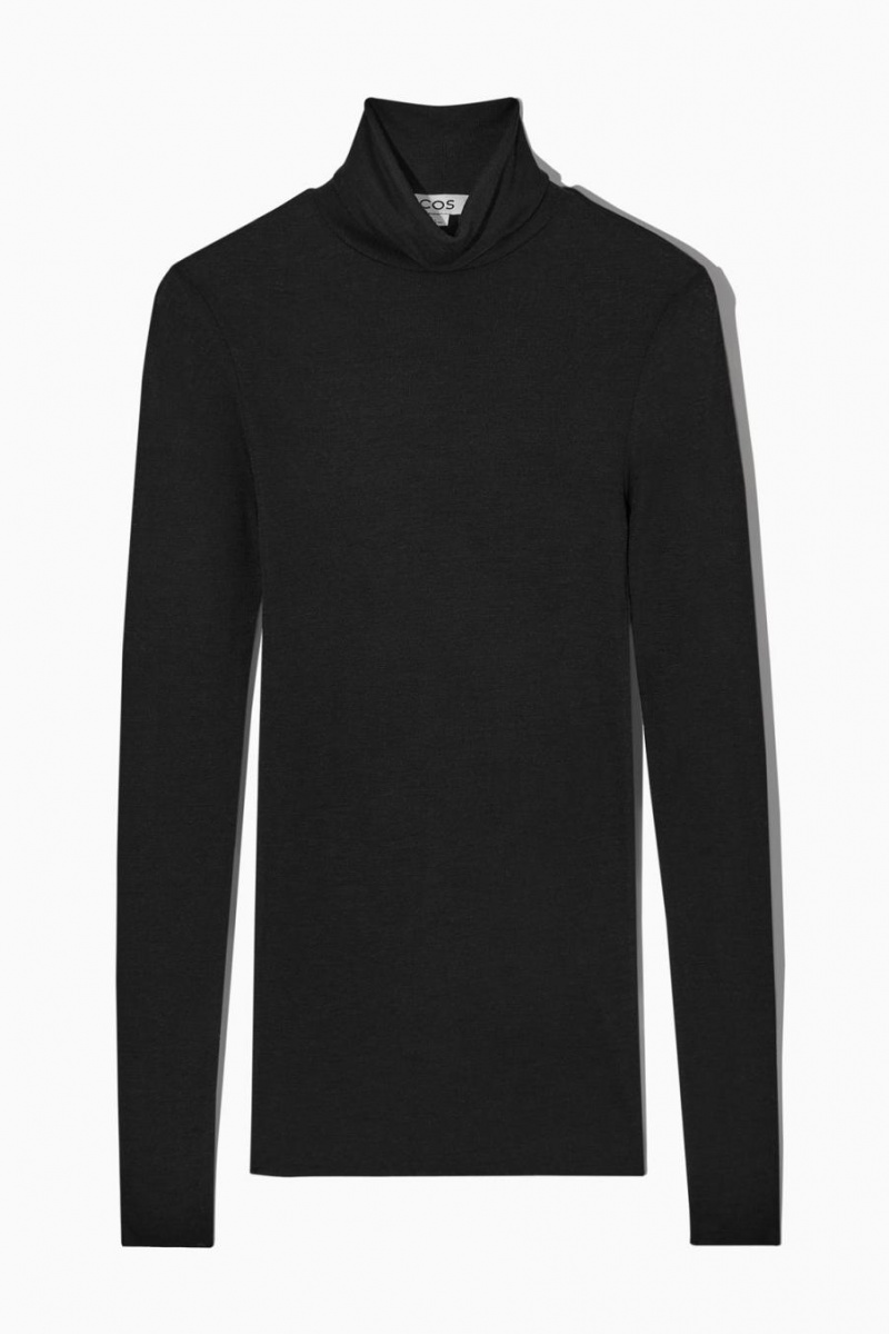 COS Merino Gyapjú Turtleneck Felső Női Fekete | JKP-891056