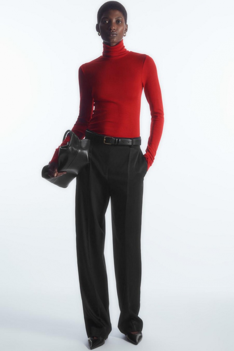 COS Merino Gyapjú Turtleneck Felső Női Piros | EDO-609753