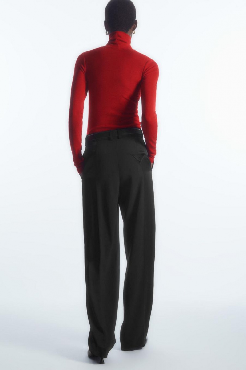 COS Merino Gyapjú Turtleneck Felső Női Piros | EDO-609753