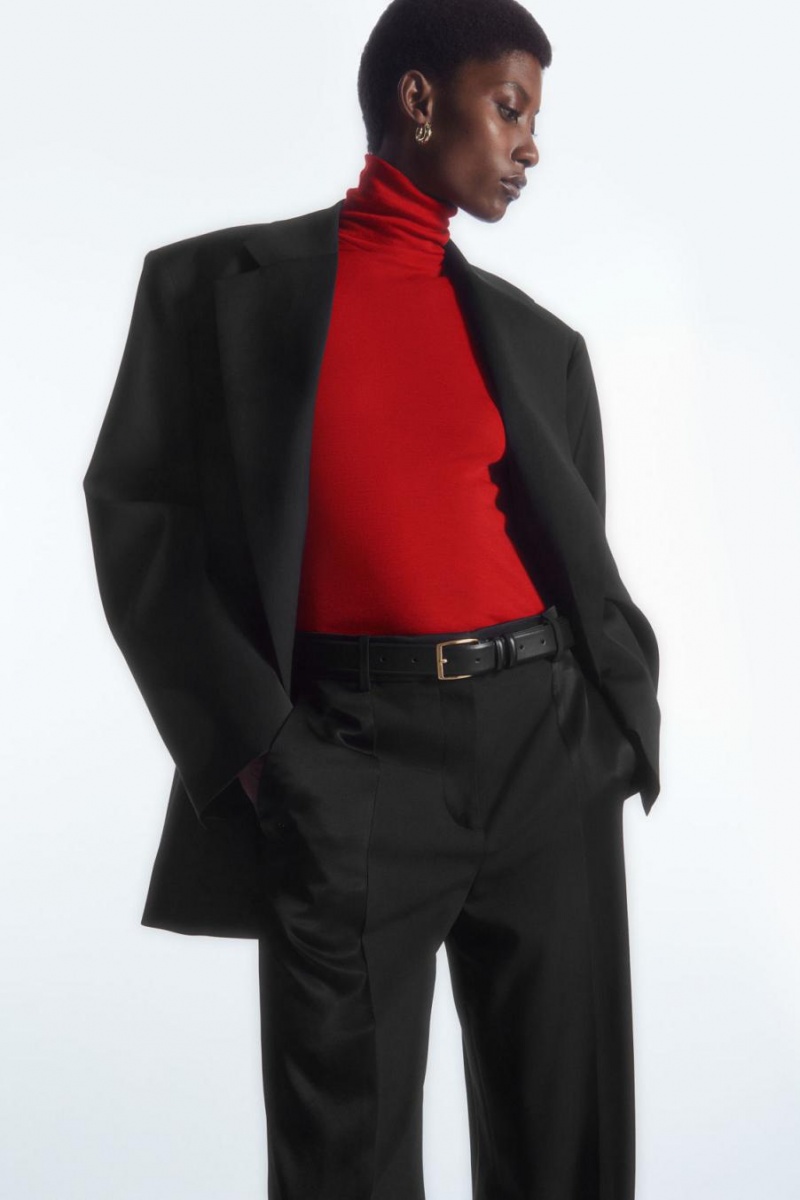 COS Merino Gyapjú Turtleneck Felső Női Piros | EDO-609753