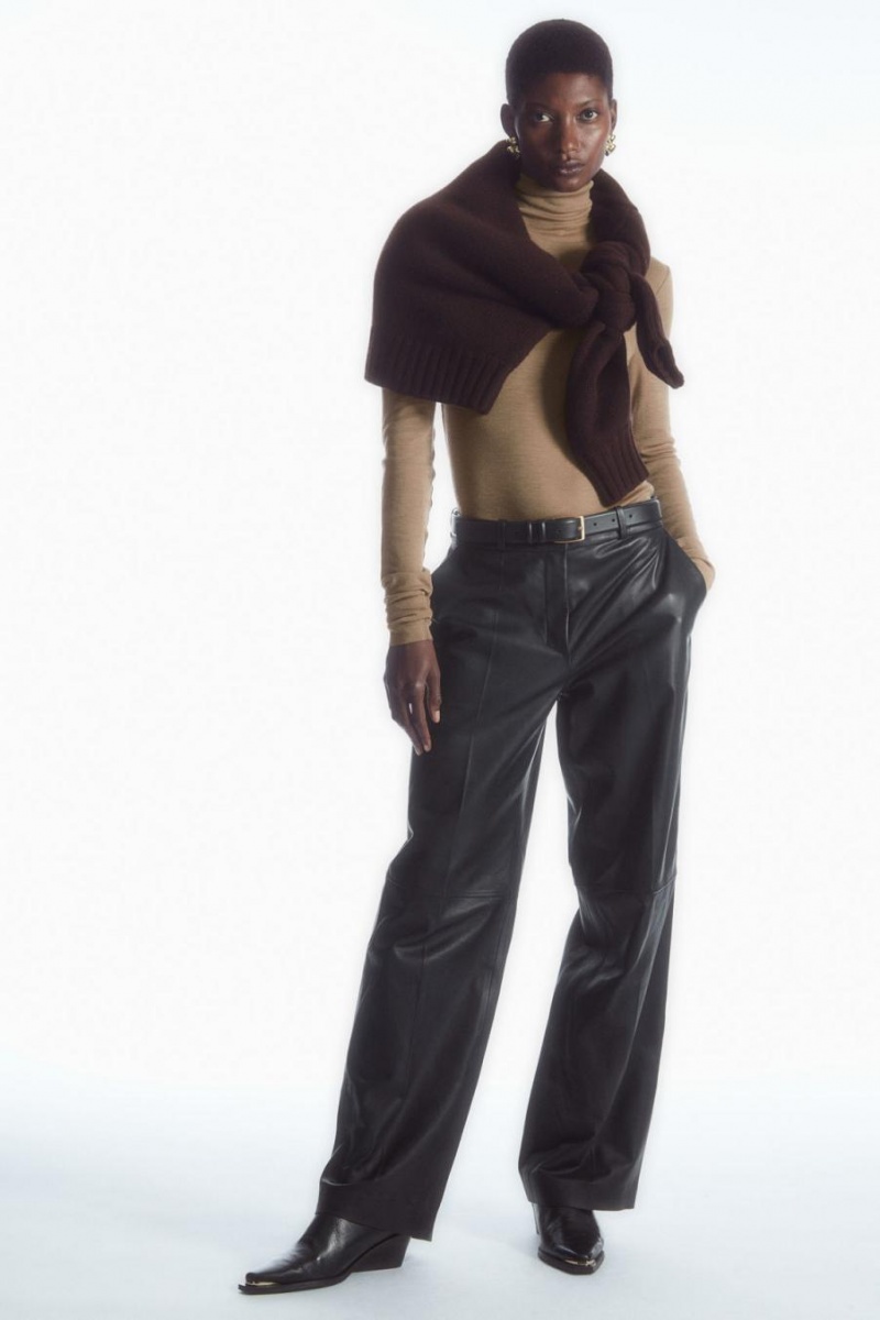 COS Merino Gyapjú Turtleneck Felső Női Sötétbézs | DMR-458712
