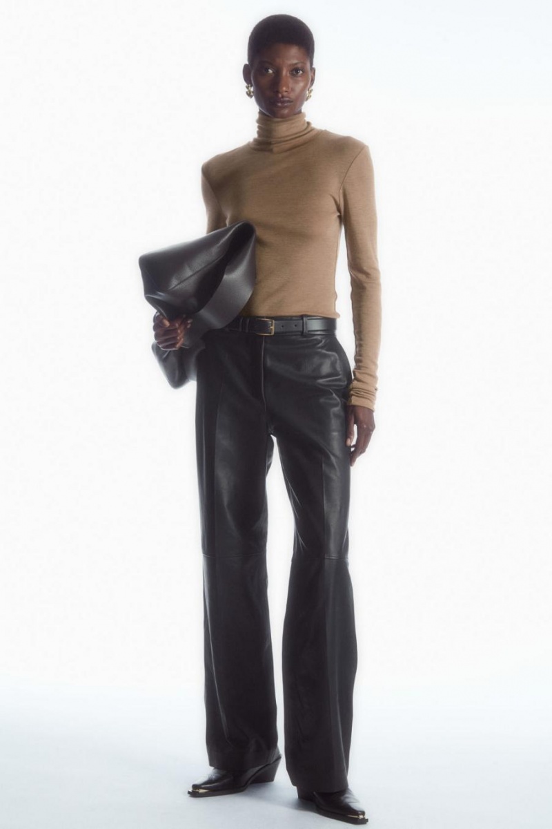 COS Merino Gyapjú Turtleneck Felső Női Sötétbézs | DMR-458712