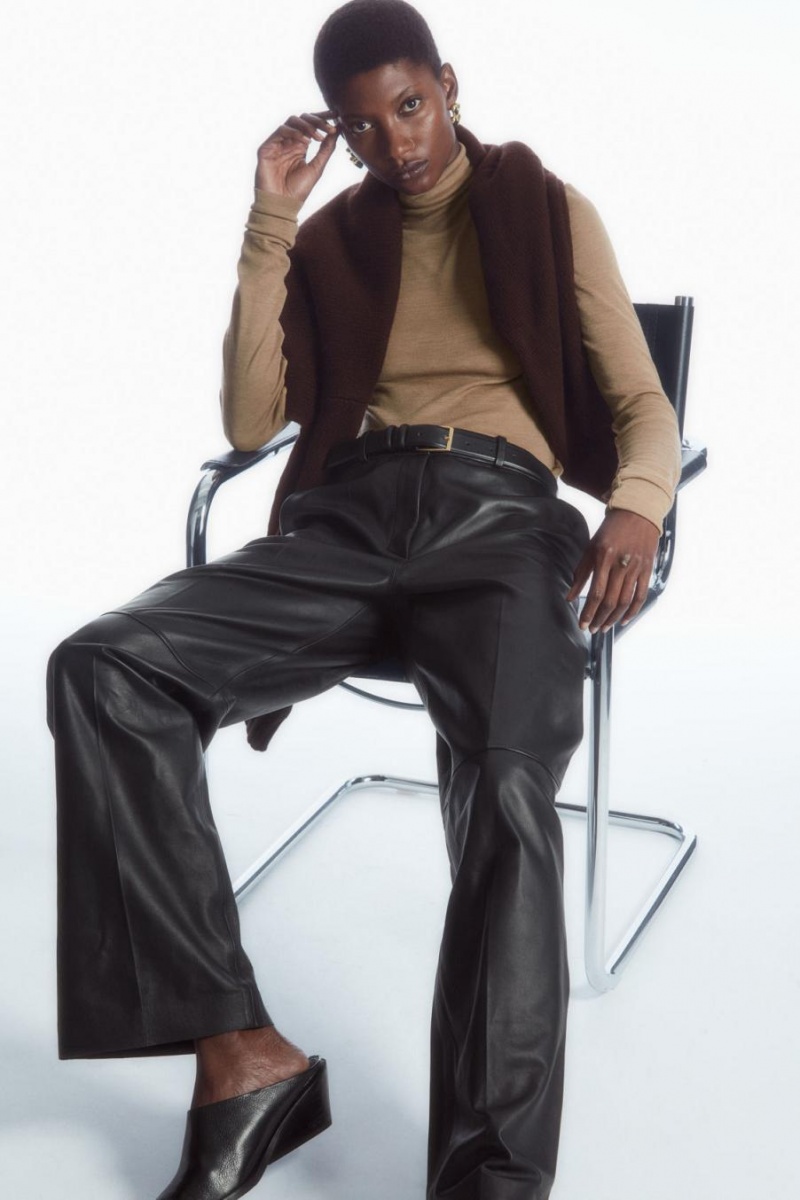 COS Merino Gyapjú Turtleneck Felső Női Sötétbézs | DMR-458712