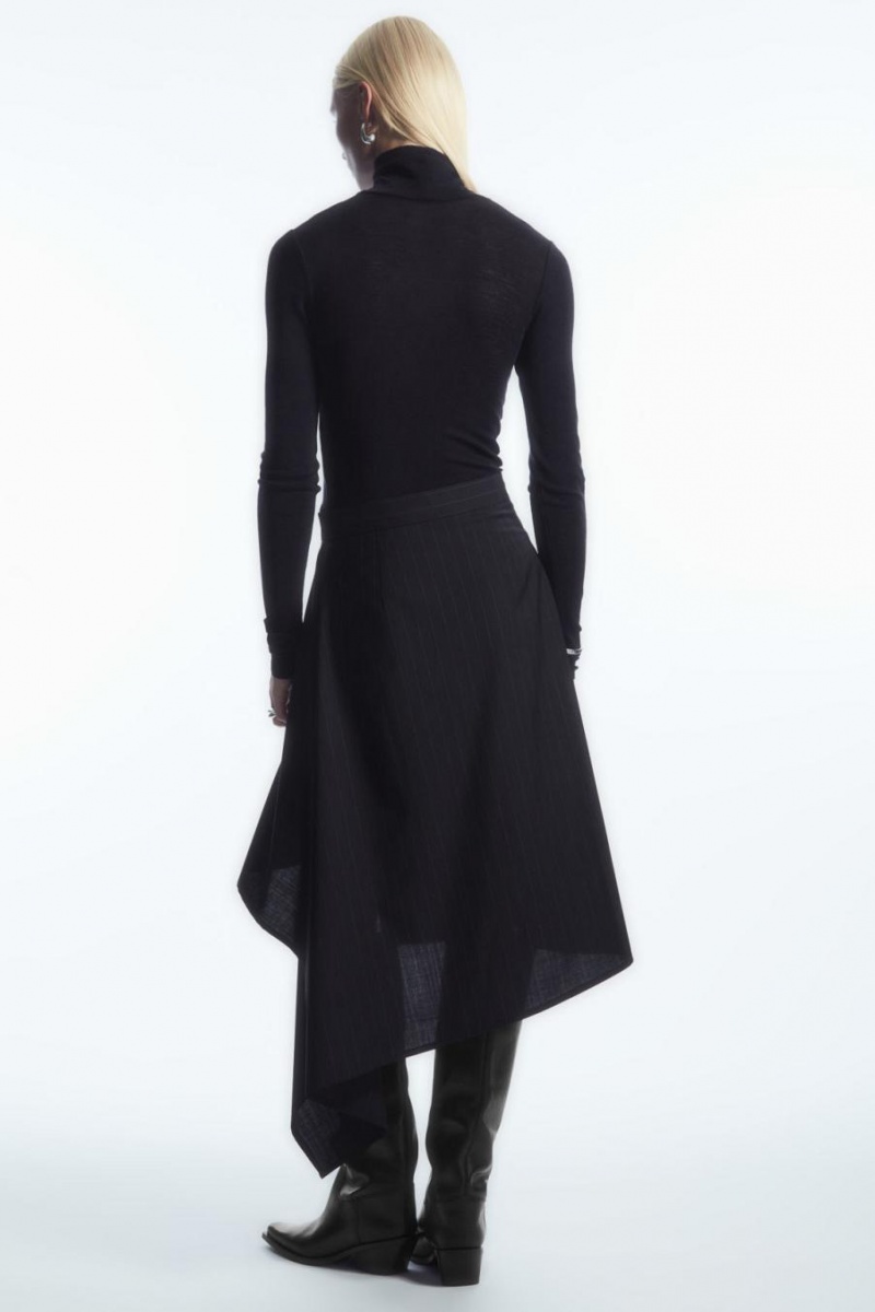 COS Merino Gyapjú Turtleneck Felső Női Sötétkék | EQU-634850