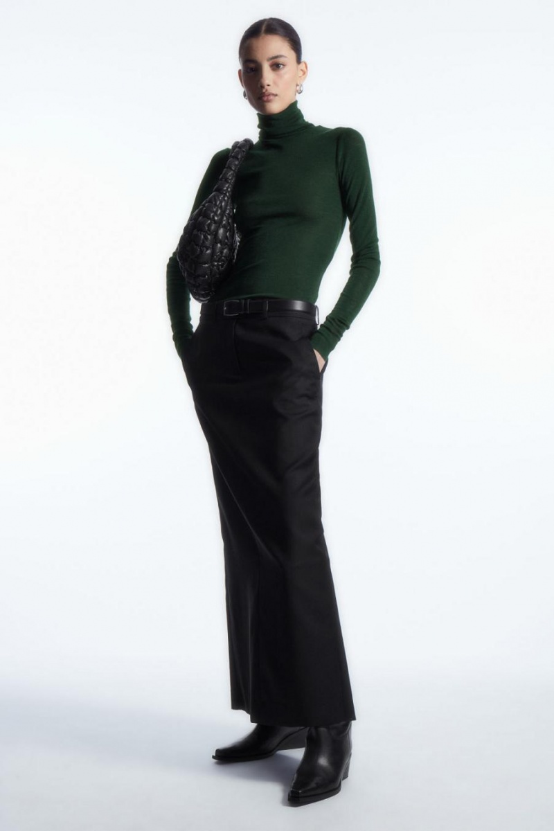 COS Merino Gyapjú Turtleneck Felső Női Sötétzöld | MGQ-139678