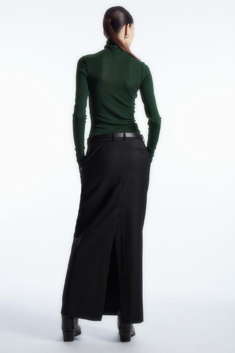COS Merino Gyapjú Turtleneck Felső Női Sötétzöld | MGQ-139678
