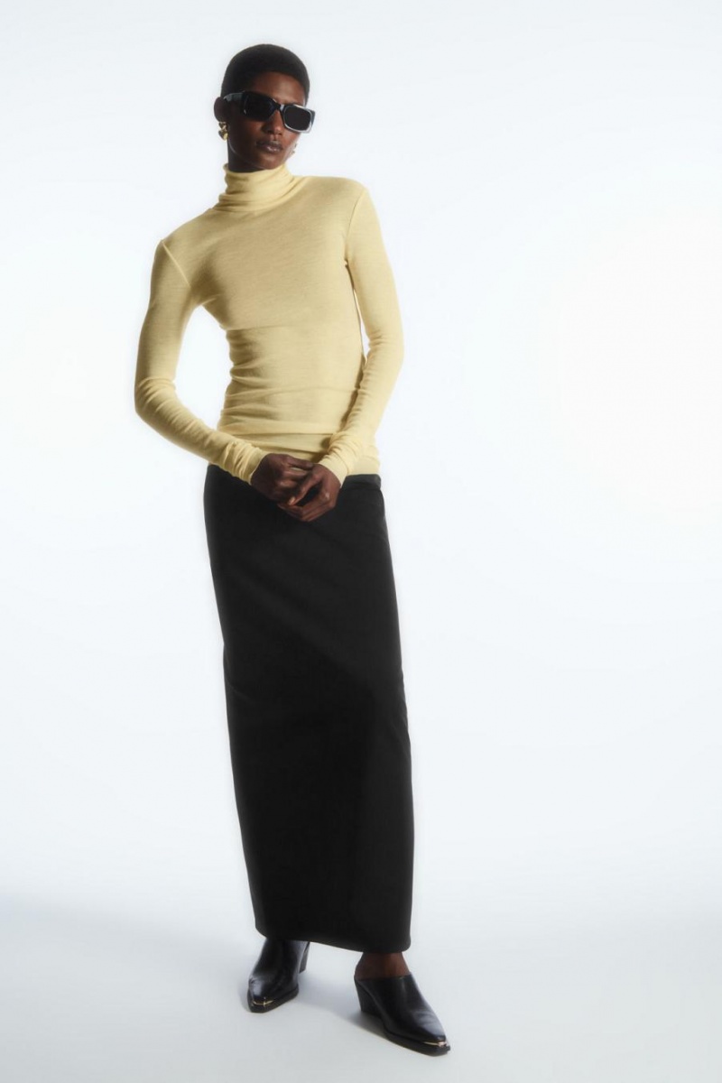 COS Merino Gyapjú Turtleneck Felső Női Világos Sárga | KRZ-521904