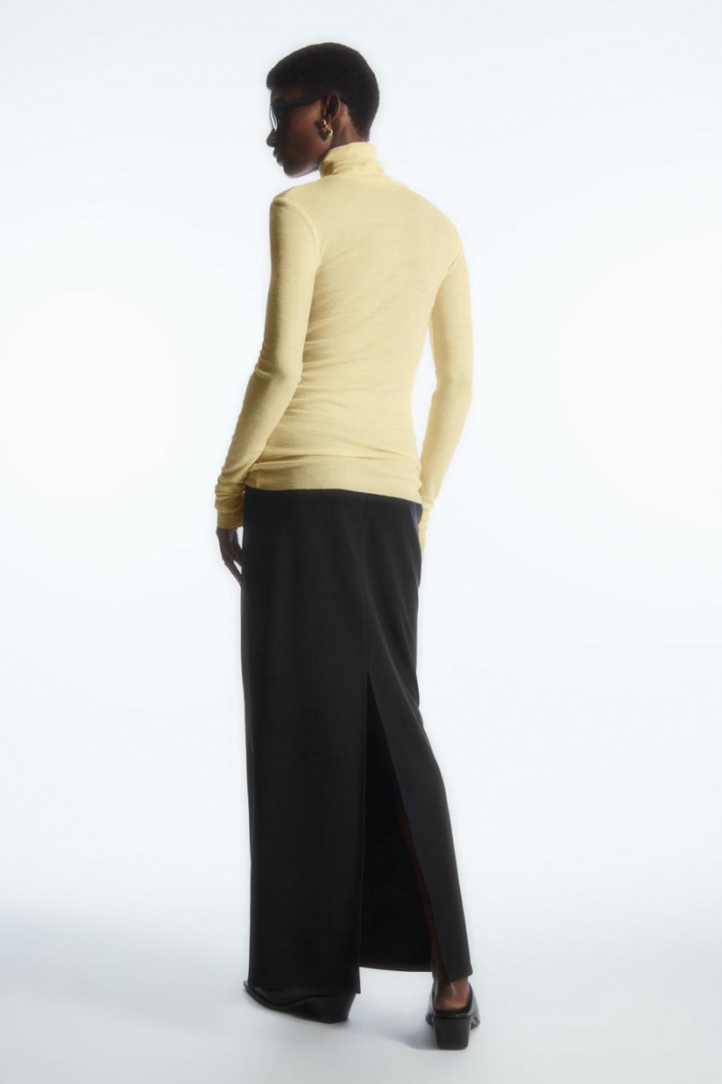 COS Merino Gyapjú Turtleneck Felső Női Világos Sárga | KRZ-521904