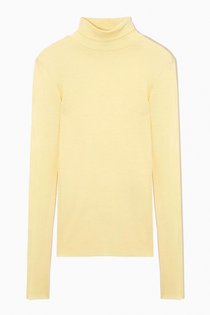 COS Merino Gyapjú Turtleneck Felső Női Világos Sárga | KRZ-521904