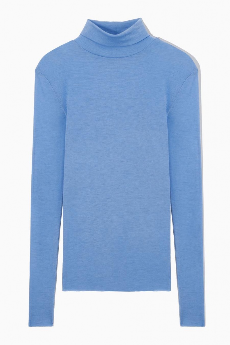 COS Merino Gyapjú Turtleneck Felső Női Világos Kék | AFH-851324