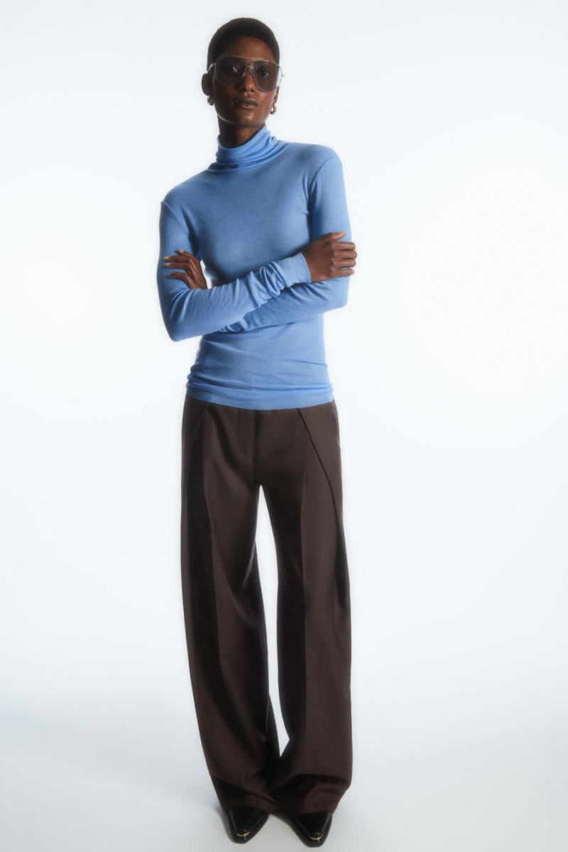 COS Merino Gyapjú Turtleneck Felső Női Világos Kék | AFH-851324