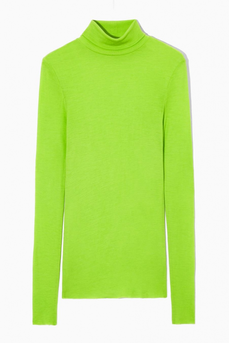 COS Merino Gyapjú Turtleneck Felső Női Világos Zöld | YOM-087591
