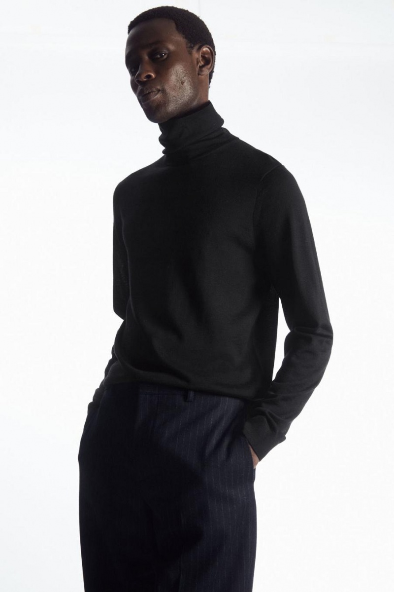 COS Merino Gyapjú Turtleneck Jumpers Férfi Fekete | EVH-147502