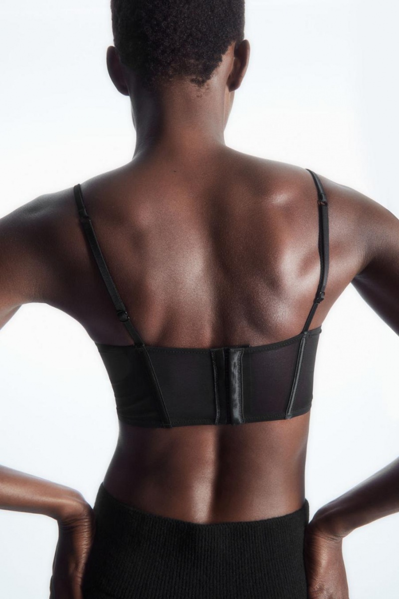 COS Mesh Bustier Női Fekete | KSD-109458