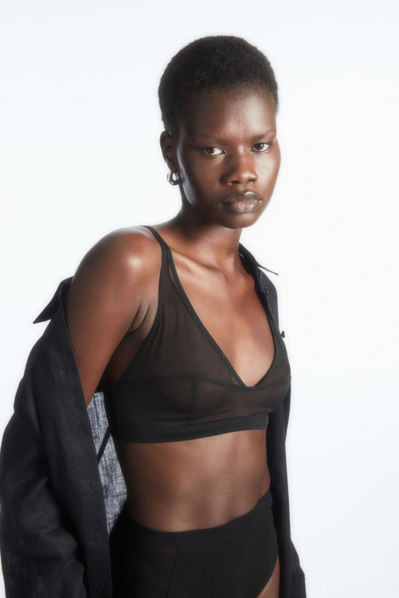 COS Mesh Soft-cup Plunge Melltartó Női Fekete | ONI-248763