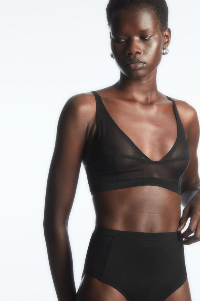 COS Mesh Soft-cup Plunge Melltartó Női Fekete | ONI-248763