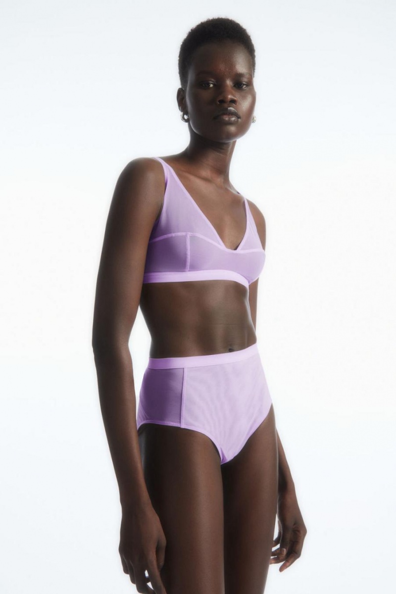 COS Mesh Soft-cup Plunge Melltartó Női Világos Lila | RSB-746038