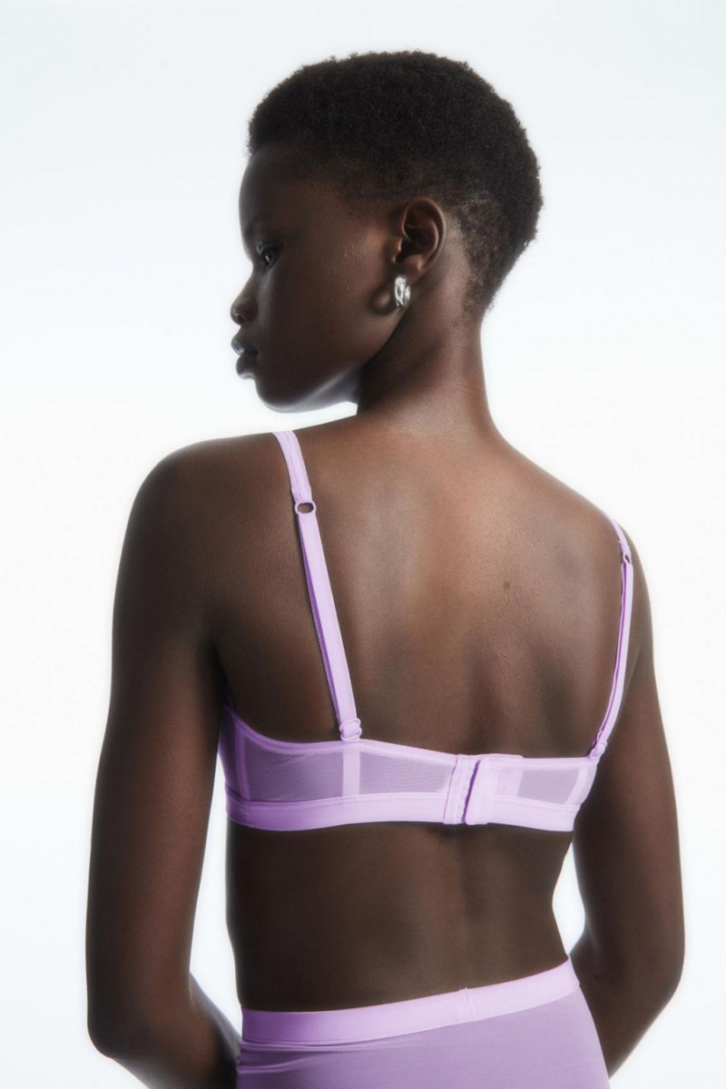 COS Mesh Soft-cup Plunge Melltartó Női Világos Lila | RSB-746038