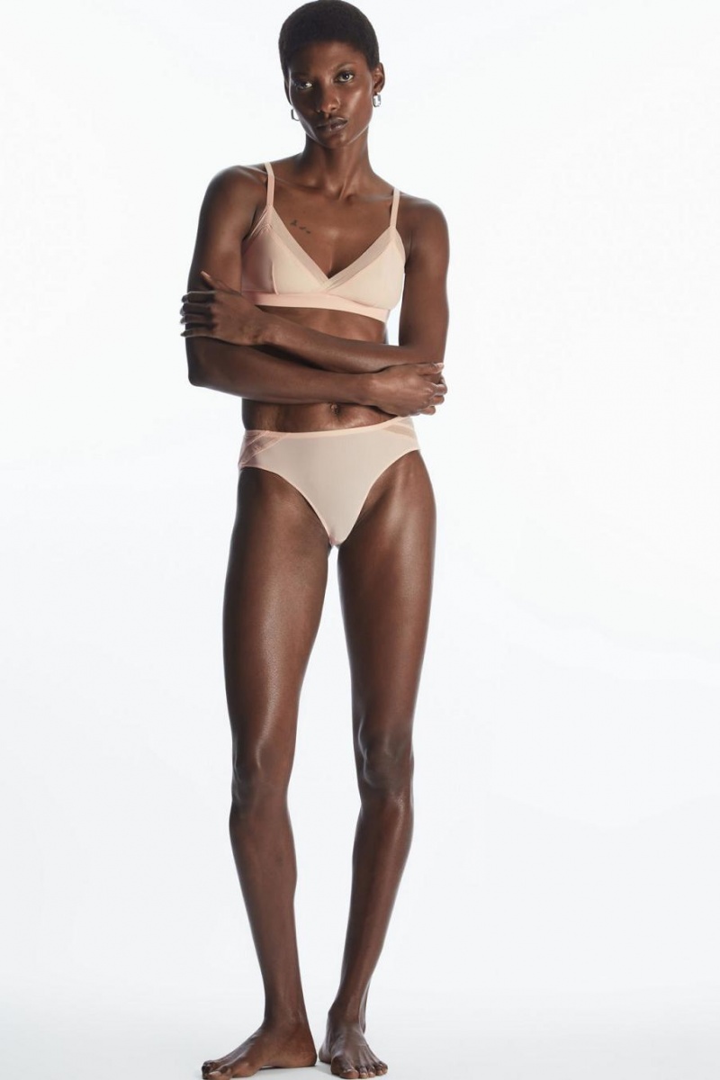 COS Mesh-trimmed Soft-cup Triangle Melltartó Női Korall | PNC-983601
