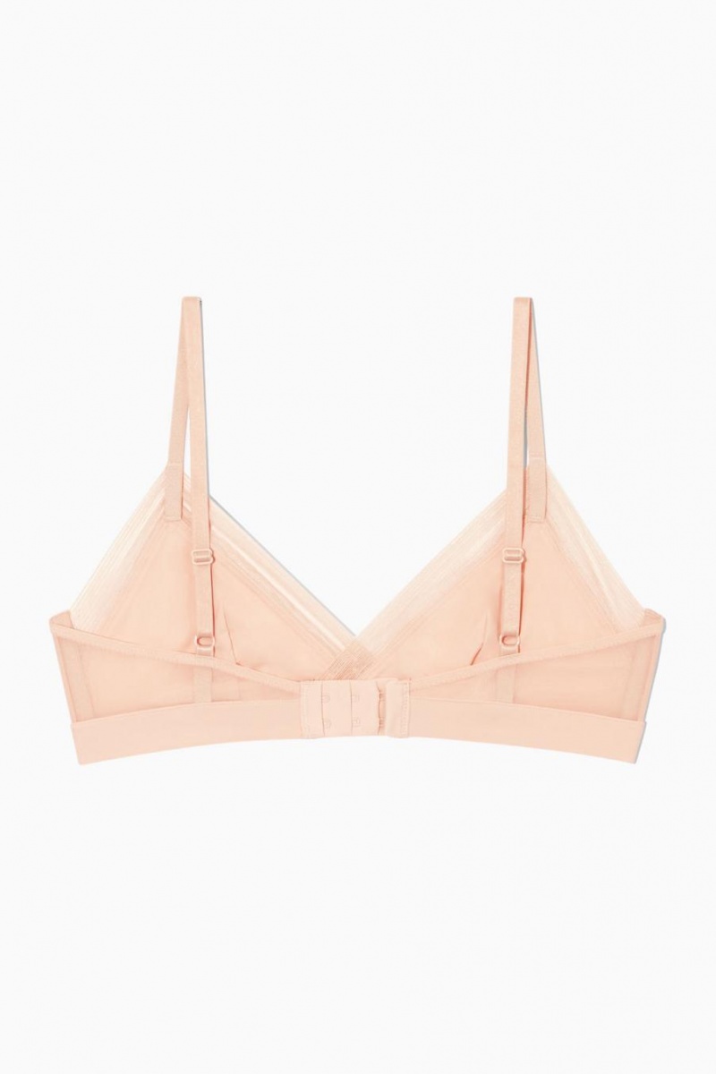 COS Mesh-trimmed Soft-cup Triangle Melltartó Női Korall | PNC-983601