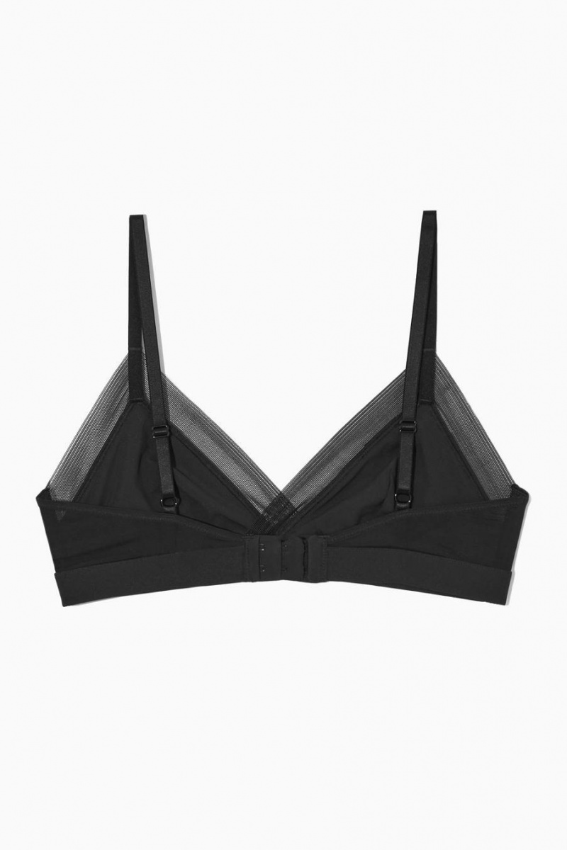 COS Mesh-trimmed Soft-cup Triangle Melltartó Női Fekete | GNA-257931
