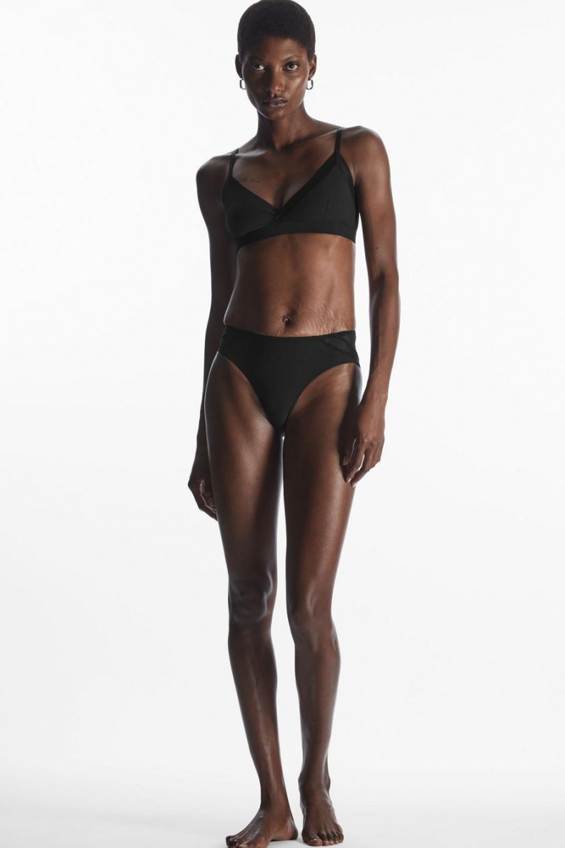 COS Mesh-trimmed Soft-cup Triangle Melltartó Női Fekete | GNA-257931
