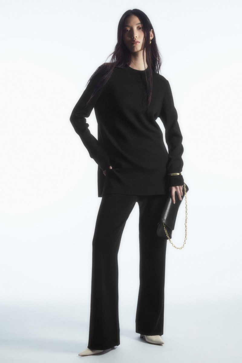 COS Milano-knit Jumpers Női Fekete | PIQ-371895