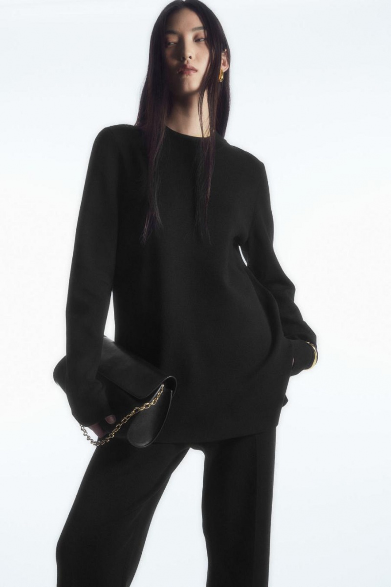 COS Milano-knit Jumpers Női Fekete | PIQ-371895