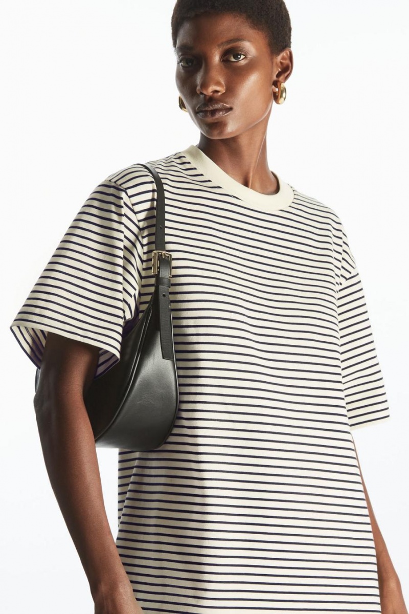 COS Mini T-shirt Ruha Női Sötétkék Krém | IXD-213079
