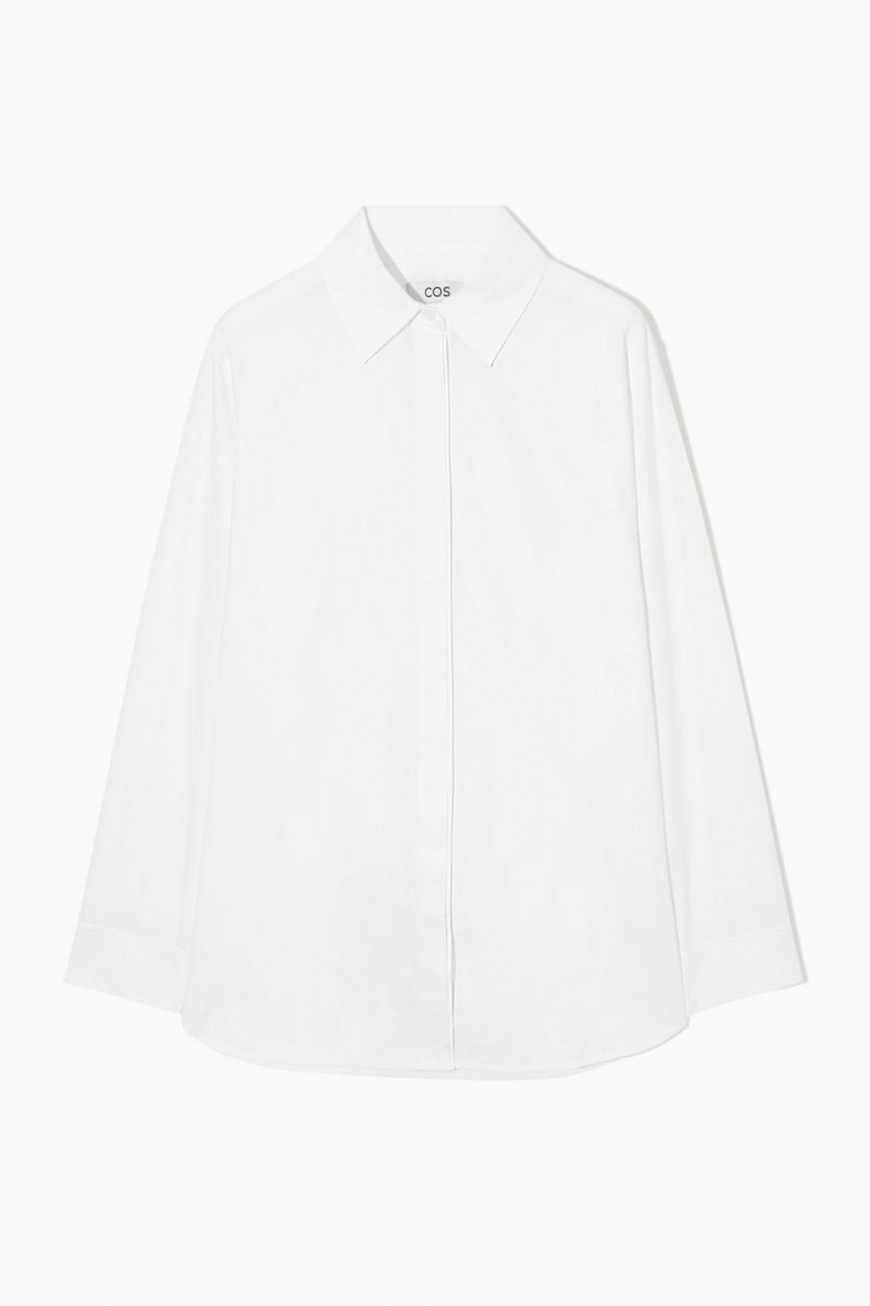 COS Minimal Concealed-placket Ing Női Fehér | GIF-014325