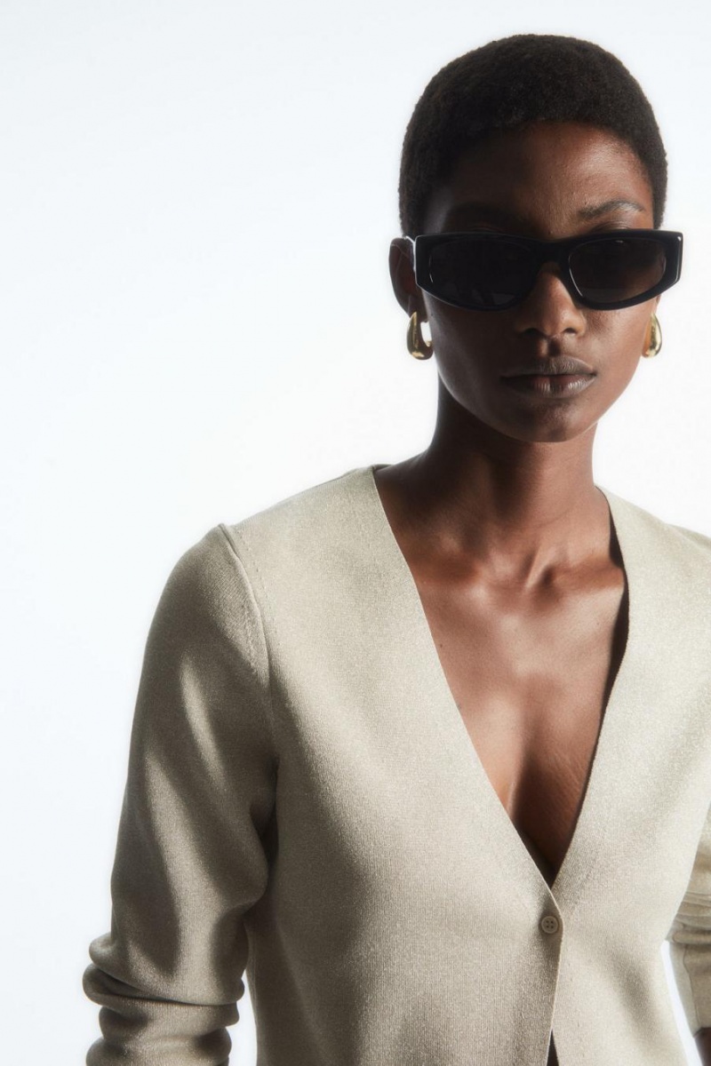 COS Minimal Cropped V-neck Kardigán Női Krém | WQO-476298