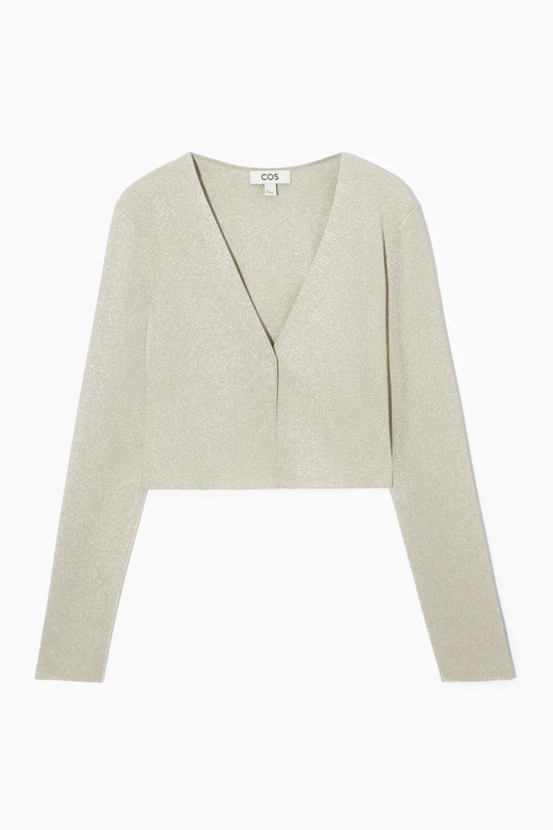 COS Minimal Cropped V-neck Kardigán Női Krém | WQO-476298