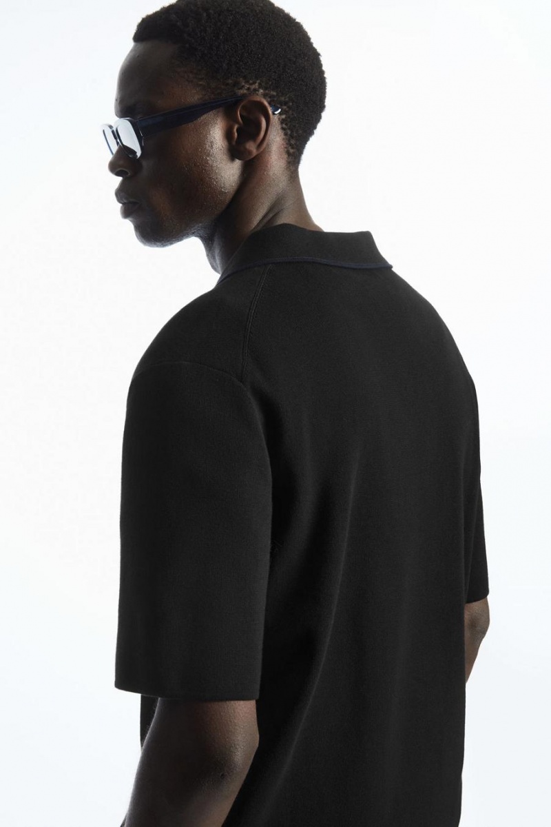 COS Minimal Kötött Ing Férfi Fekete | XOP-639287