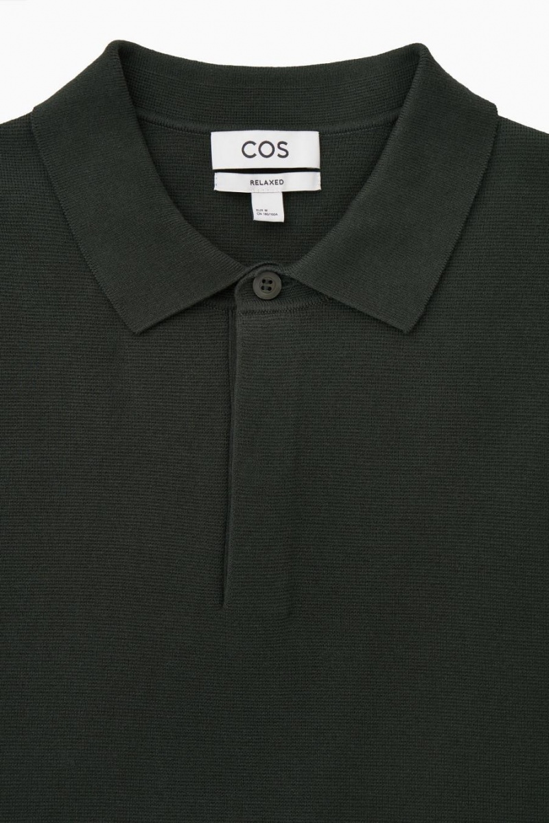 COS Minimal Kötött Pólóing Férfi Sötétzöld | YJK-849276