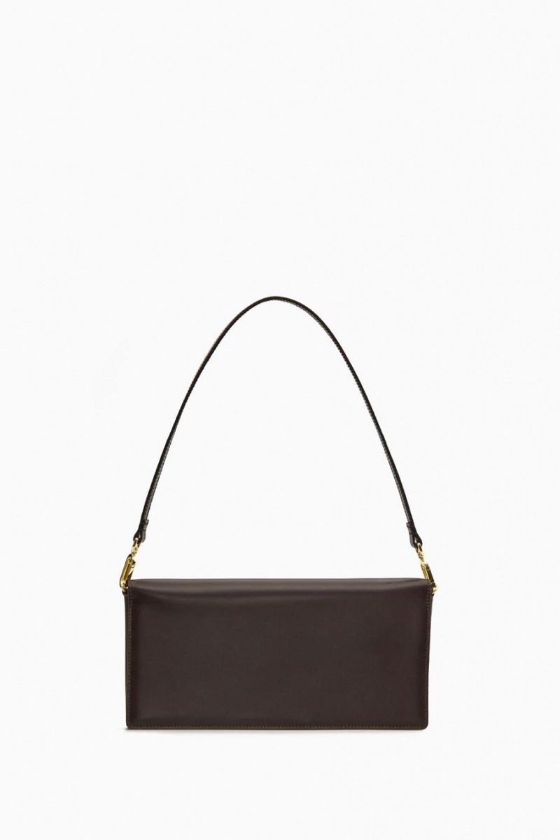 COS Minimal Shoulder - Bőr Táska Női Sötétbarna | BKE-539471