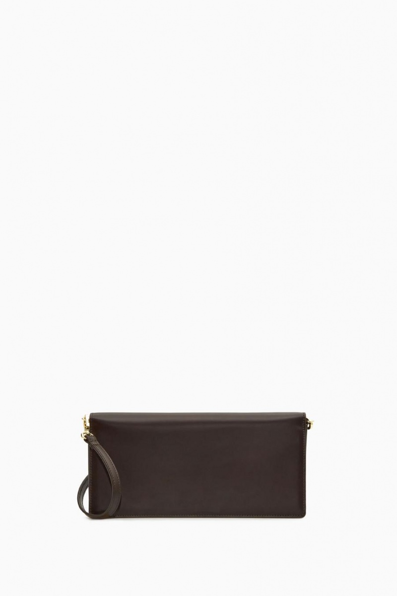 COS Minimal Shoulder - Bőr Táska Női Sötétbarna | BKE-539471