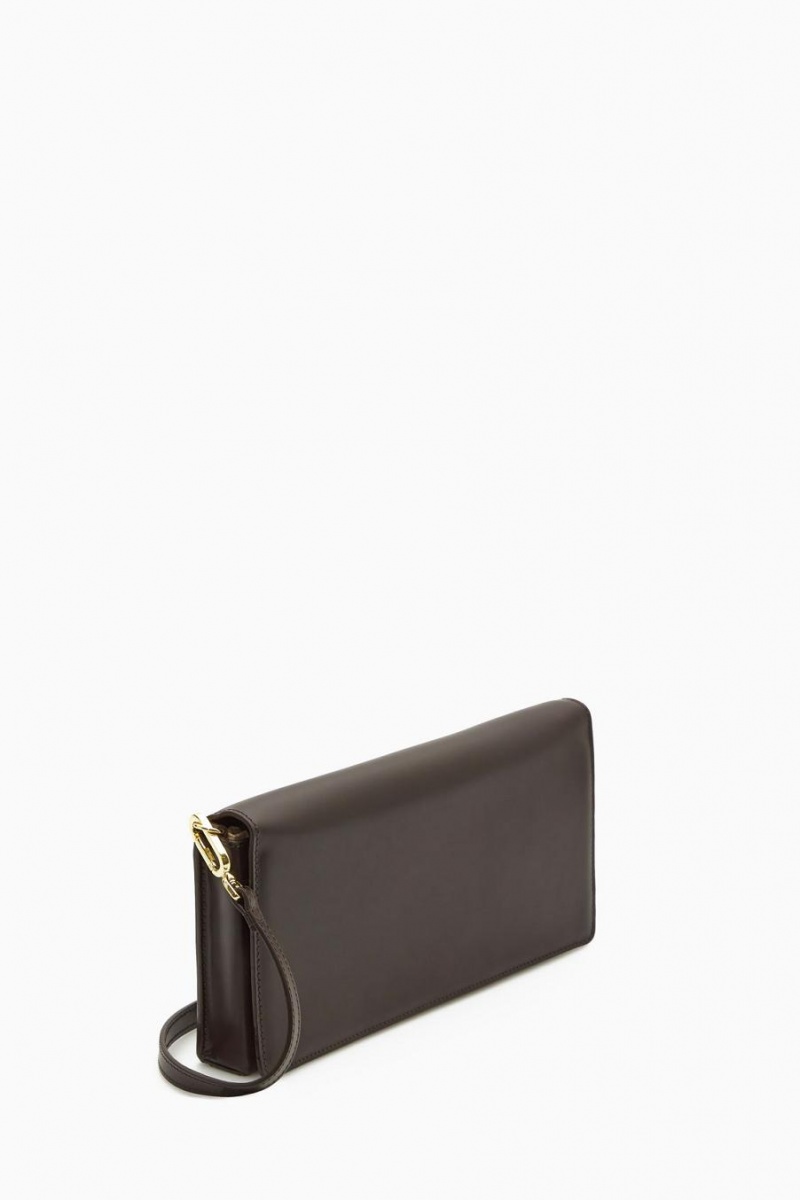 COS Minimal Shoulder - Bőr Táska Női Sötétbarna | BKE-539471