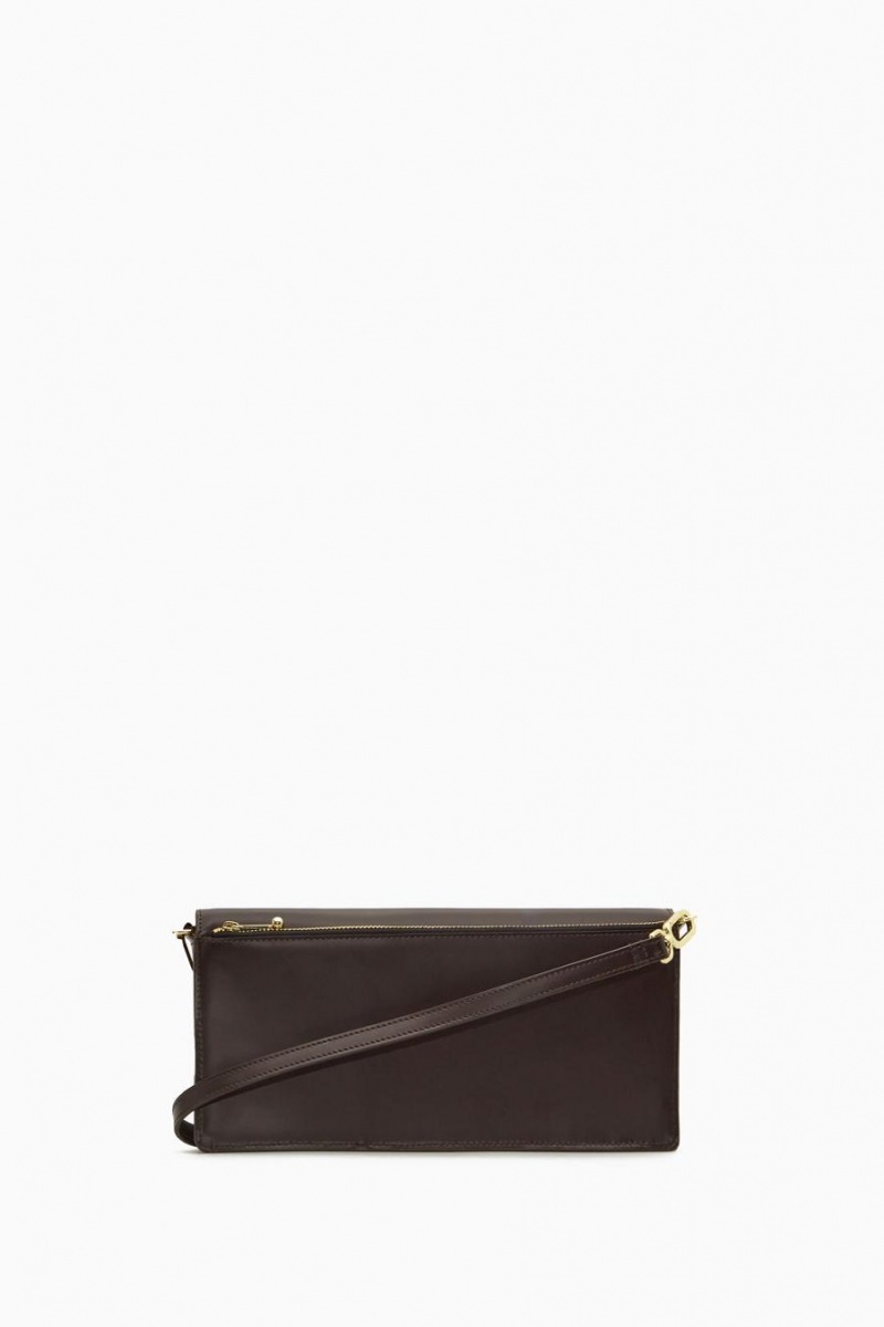COS Minimal Shoulder - Bőr Táska Női Sötétbarna | BKE-539471
