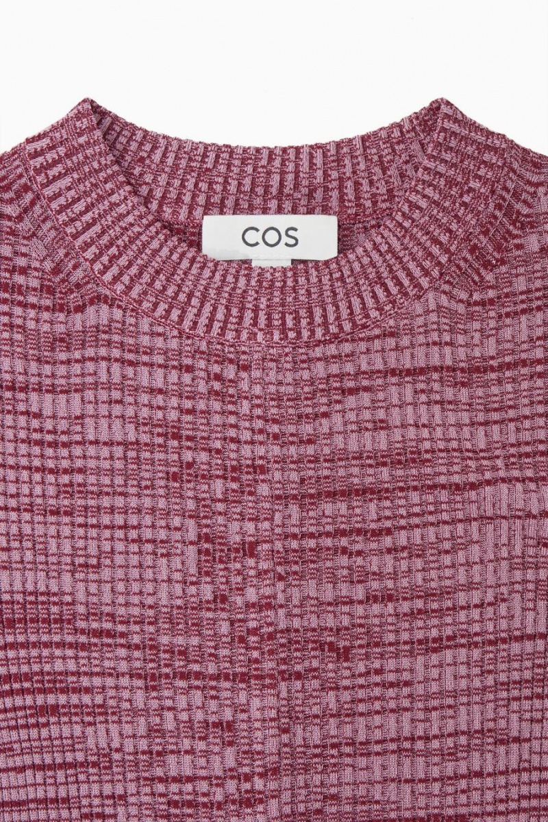 COS Mélange Bordázott Midi Ruha Női Rózsaszín | ZCJ-091624