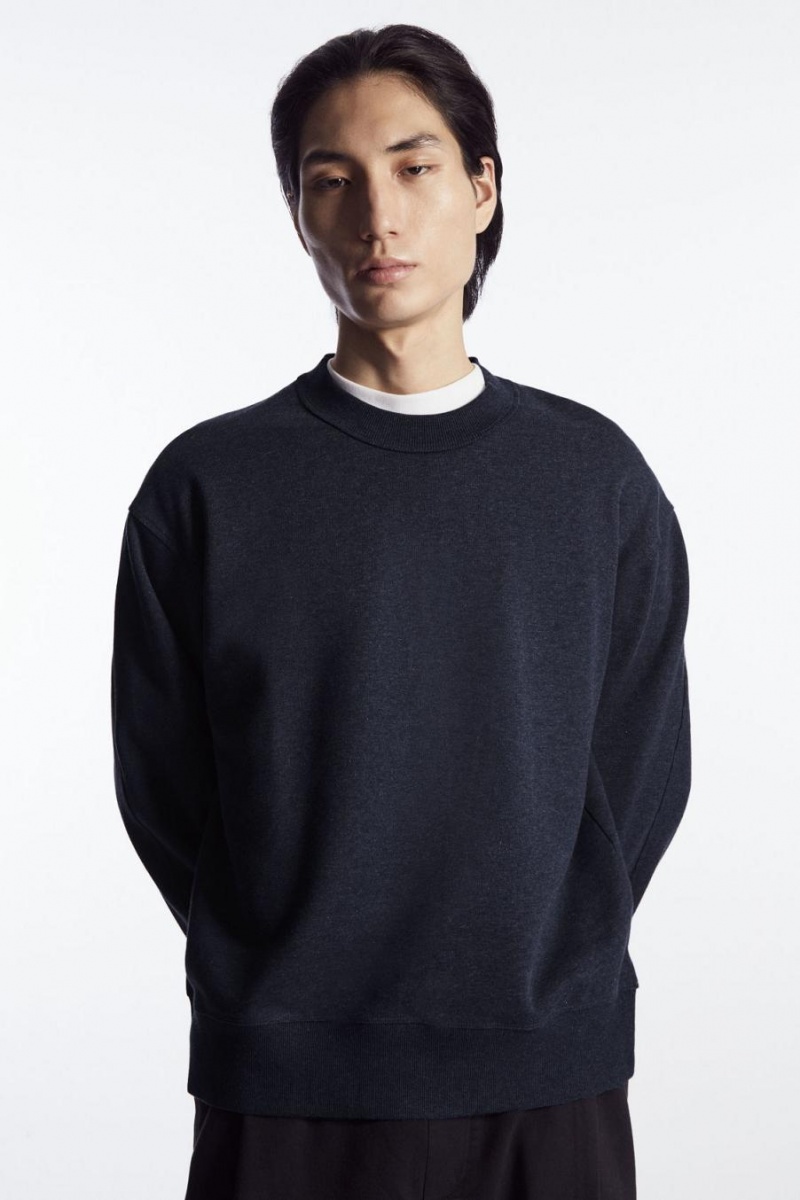 COS Mock-neck Pulóver Férfi Sötétkék | NRS-201985