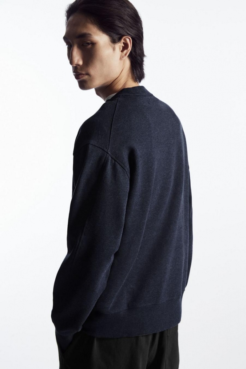 COS Mock-neck Pulóver Férfi Sötétkék | NRS-201985